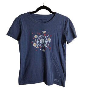 Life Is Good Compass Daisy Graphic Print Crusher Tee Shirt Size M
